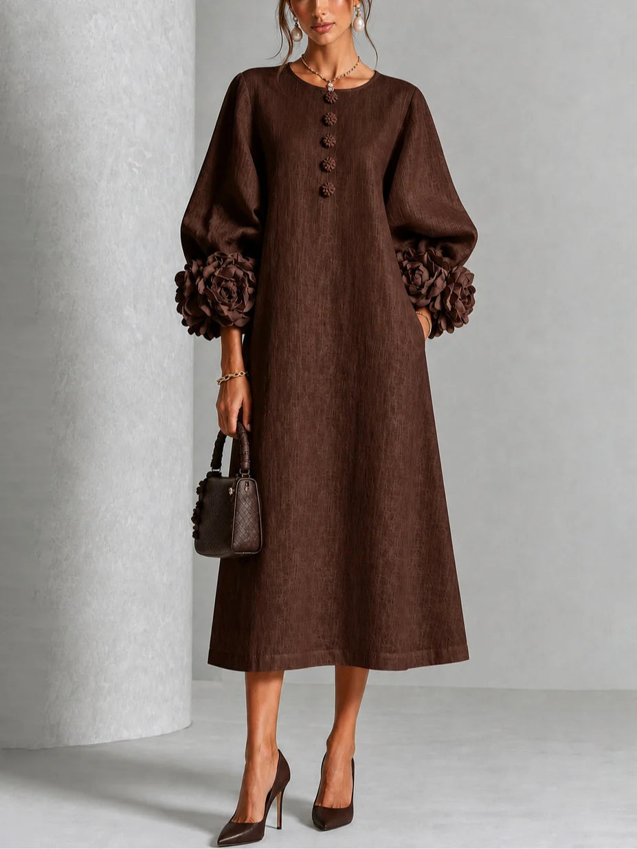 Desiré - Vestito midi con polsini floreali