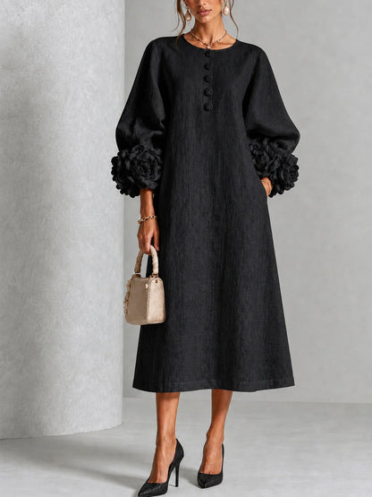 Desiré - Vestito midi con polsini floreali