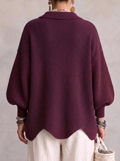 Maribel - Cardigan in maglia con colletto e bottoni metallizzati