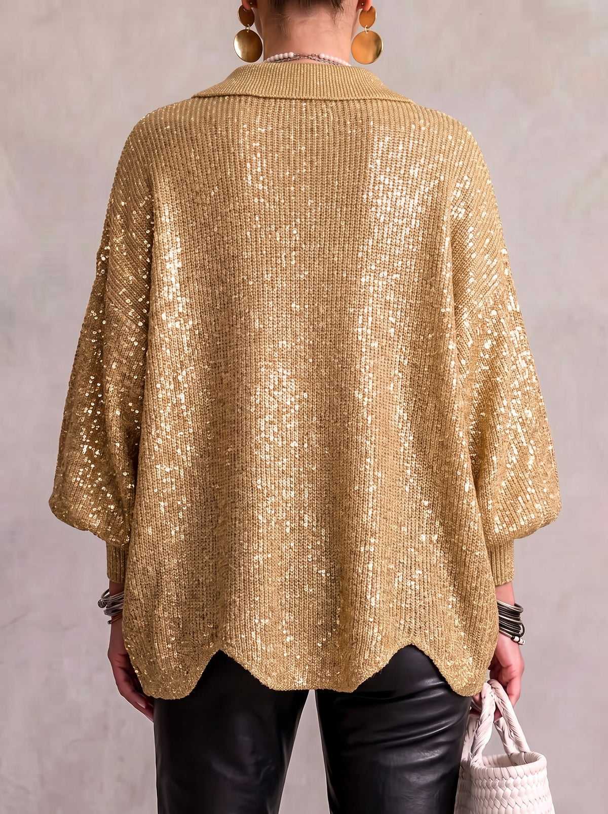 Maribel - Cardigan in maglia con colletto e bottoni metallizzati
