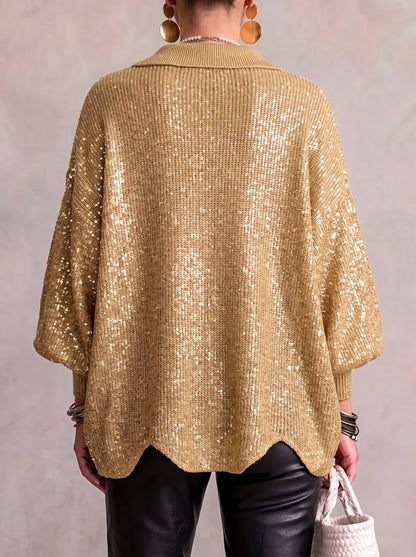 Maribel - Cardigan in maglia con colletto e bottoni metallizzati
