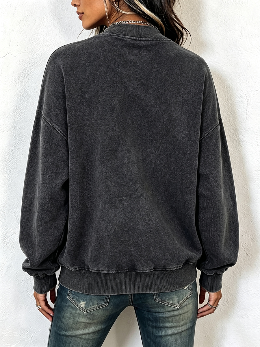 Nerea - Felpa asimmetrica con zip in cotone lavato