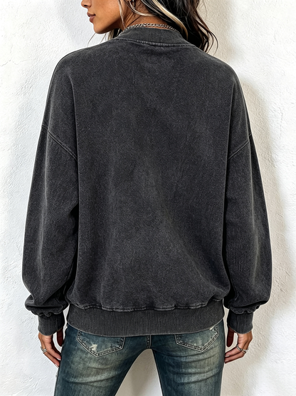 Nerea - Felpa asimmetrica con zip in cotone lavato